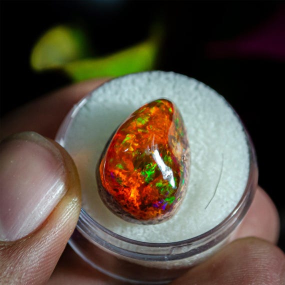Matrix Fire Opal Cabochon for Statement Jewelry – Natural Mexican Cantera Opal 16ct
