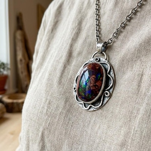 73.7ct Mexican Fire Opal Cabochon, Large Blue Galaxy Matrix Opal, Natural Boulder Opal, Collector Gemstone image 7