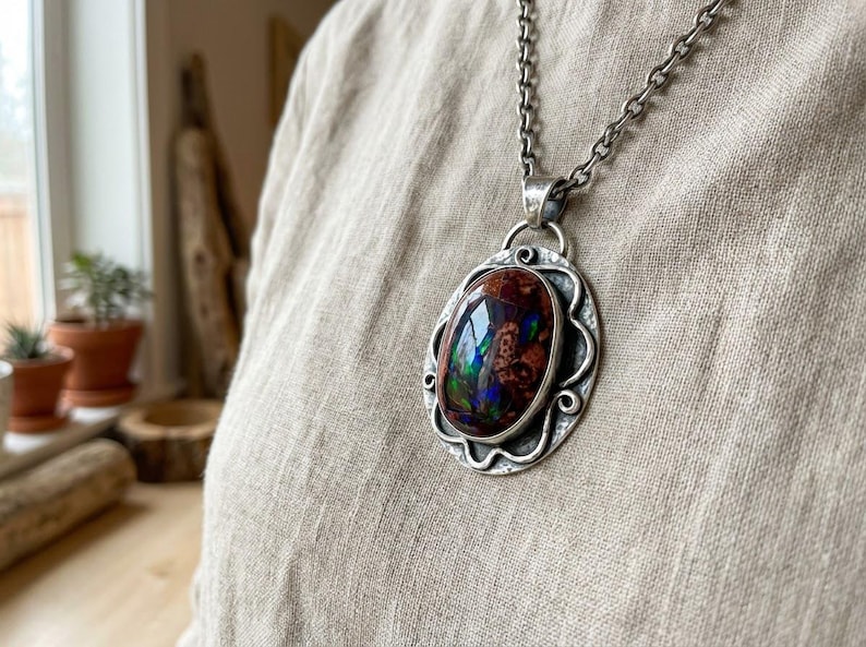 73.7ct Mexican Fire Opal Cabochon, Large Blue Galaxy Matrix Opal, Natural Boulder Opal, Collector Gemstone image 7