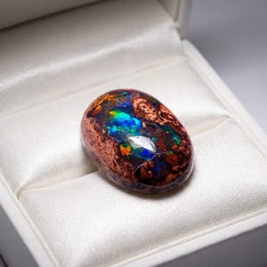 73.7ct Mexican Fire Opal Cabochon, Large Blue Galaxy Matrix Opal, Natural Boulder Opal, Collector Gemstone image 13
