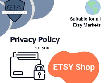 Etsy Privacy Policy Template, Privacy Policy for Etsy Shop, All Etsy Countries Covered, Data Protection Editable Policy