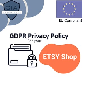 Etsy Privacy Policy Template, GDPR EU Privacy Policy for Etsy Shop, Data Protection Editable Policy
