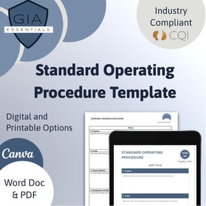 Standard Operating Procedure Template, Editable Microsoft Word SOP Template, Business Work Process Document, Digital Download