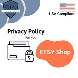 Etsy Privacy Policy Template, USA Privacy Policy for Etsy Shop, Data Protection Editable Policy