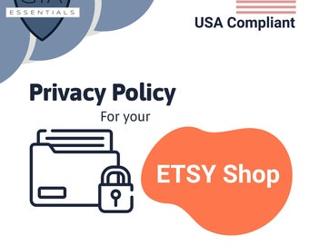 Etsy Privacy Policy Template, USA Privacy Policy for Etsy Shop, Data Protection Editable Policy
