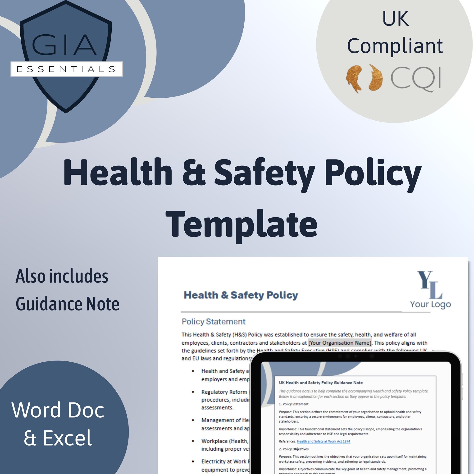 Health and Safety Policy Template for UK Business, Editable and ...