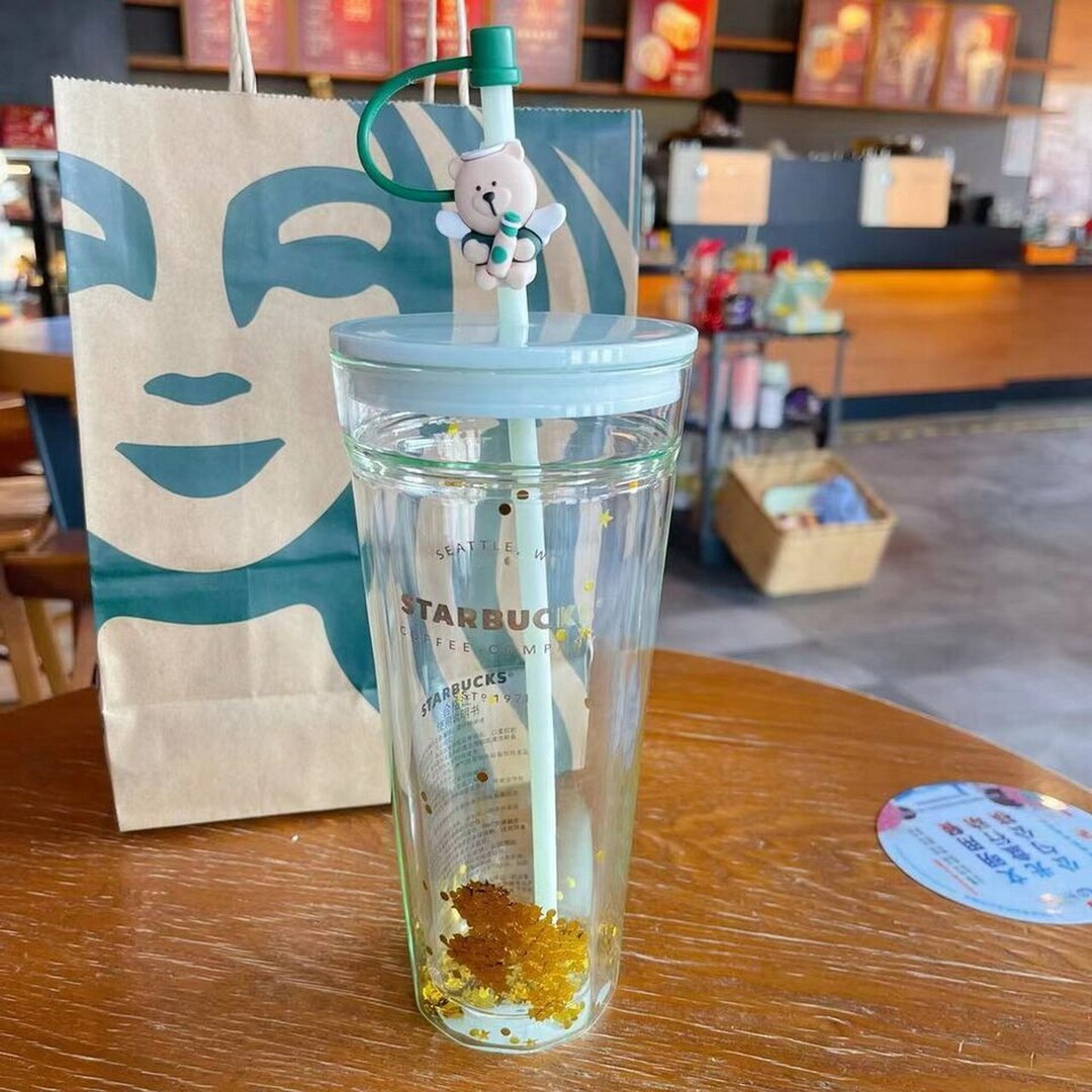 Starbucks Mint Green Tumbler Double Glass Straw Cups With Etsy