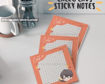 Caleb Love and deepspace Sticky Notes, cute caleb memo notepad,decorative stationery, cute stationery, zayne, xavier, rafayel, sylus