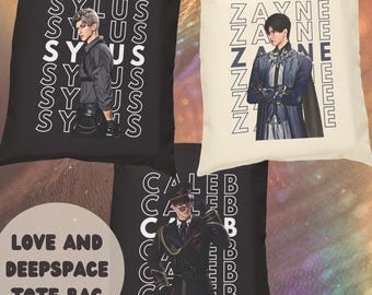 Love and Deepspace sylus tote bag, sylus, zayne, xavier, rafayel, otome game, caleb, anime tote bag, caleb lads, best seller, lads merch