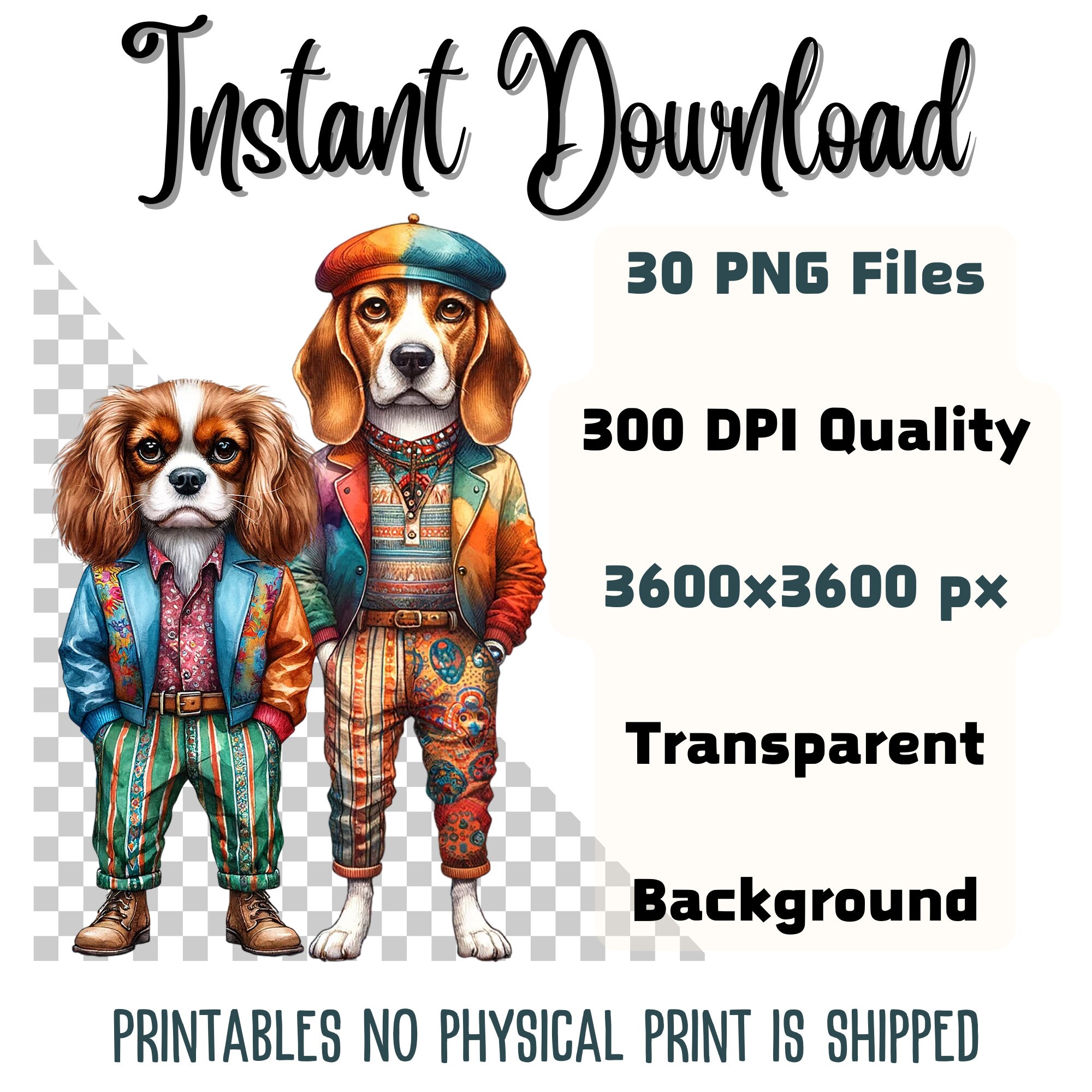 Quirky Dogs Clipart 30 PNG Watercolor Whimsical Dog Whimsical Art ...