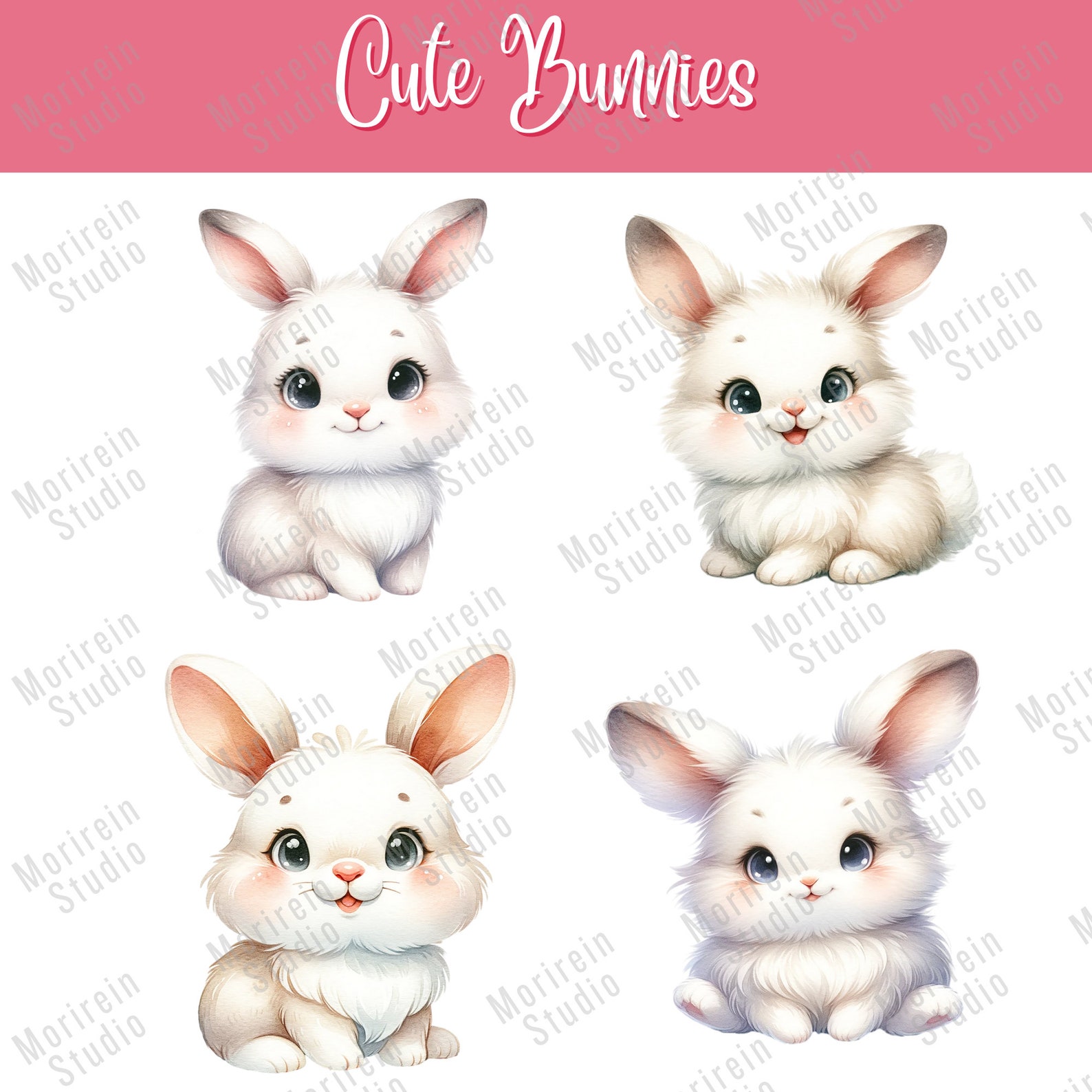 Cute Bunny Clipart 32 PNG Watercolor Cute Bunnies Clipart Baby Bunny ...