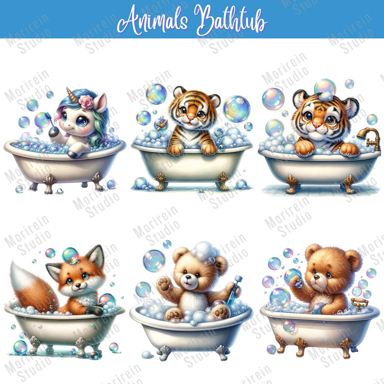 Animals In Bathtub Art