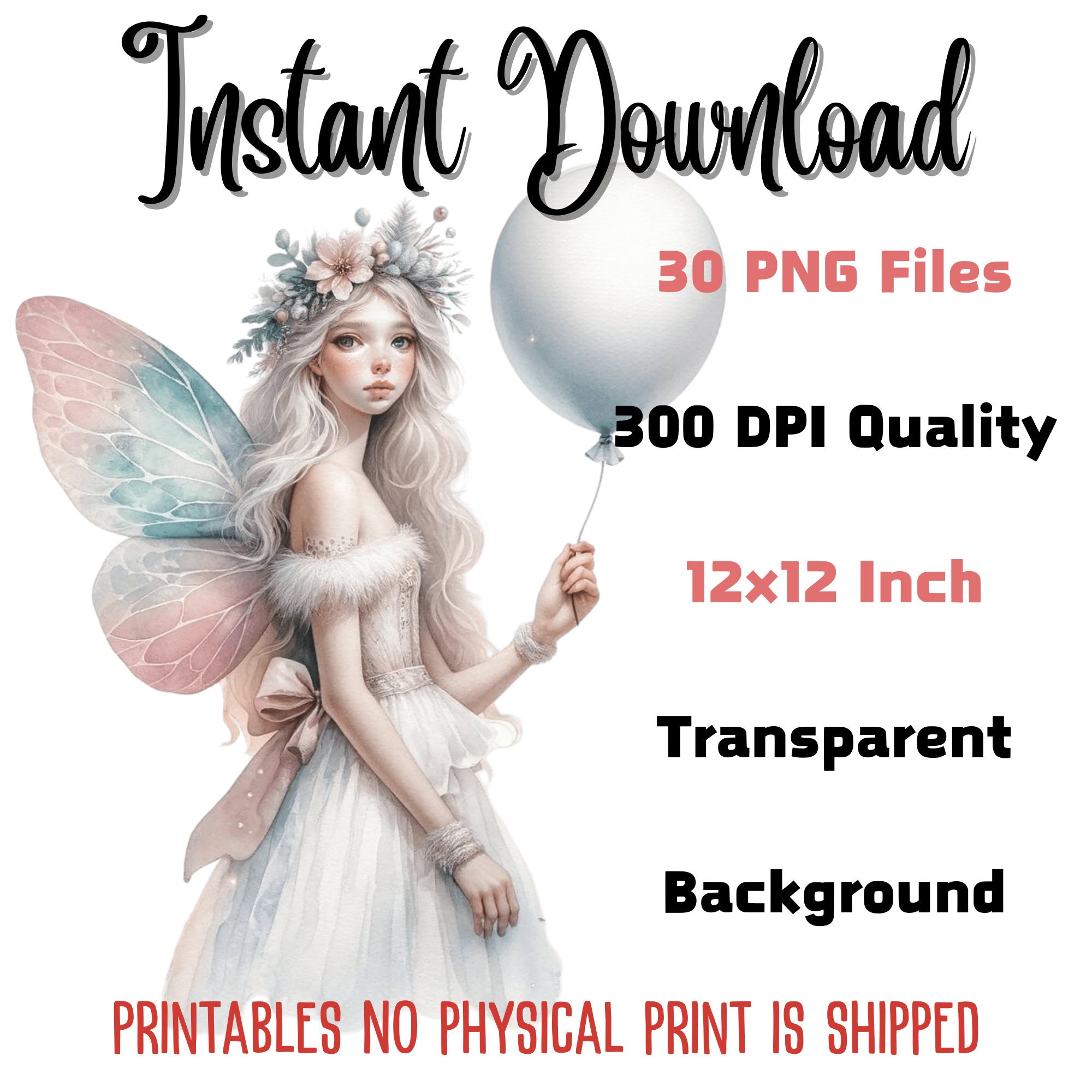 Watercolor Forest Fairy Clipart: 30 PNG Fantasy Art (digital Download ...