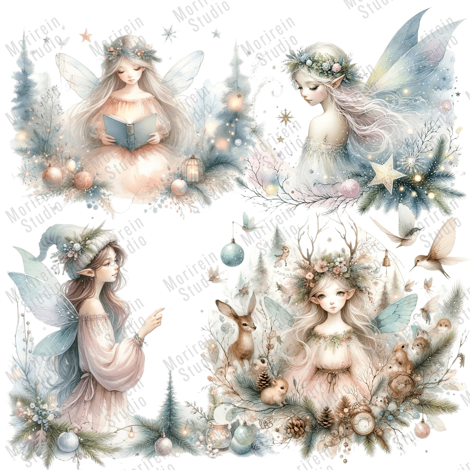 Forest Fairy Clipart 30 PNG Watercolor Fairy Art Fantasy Woodland Nymph ...