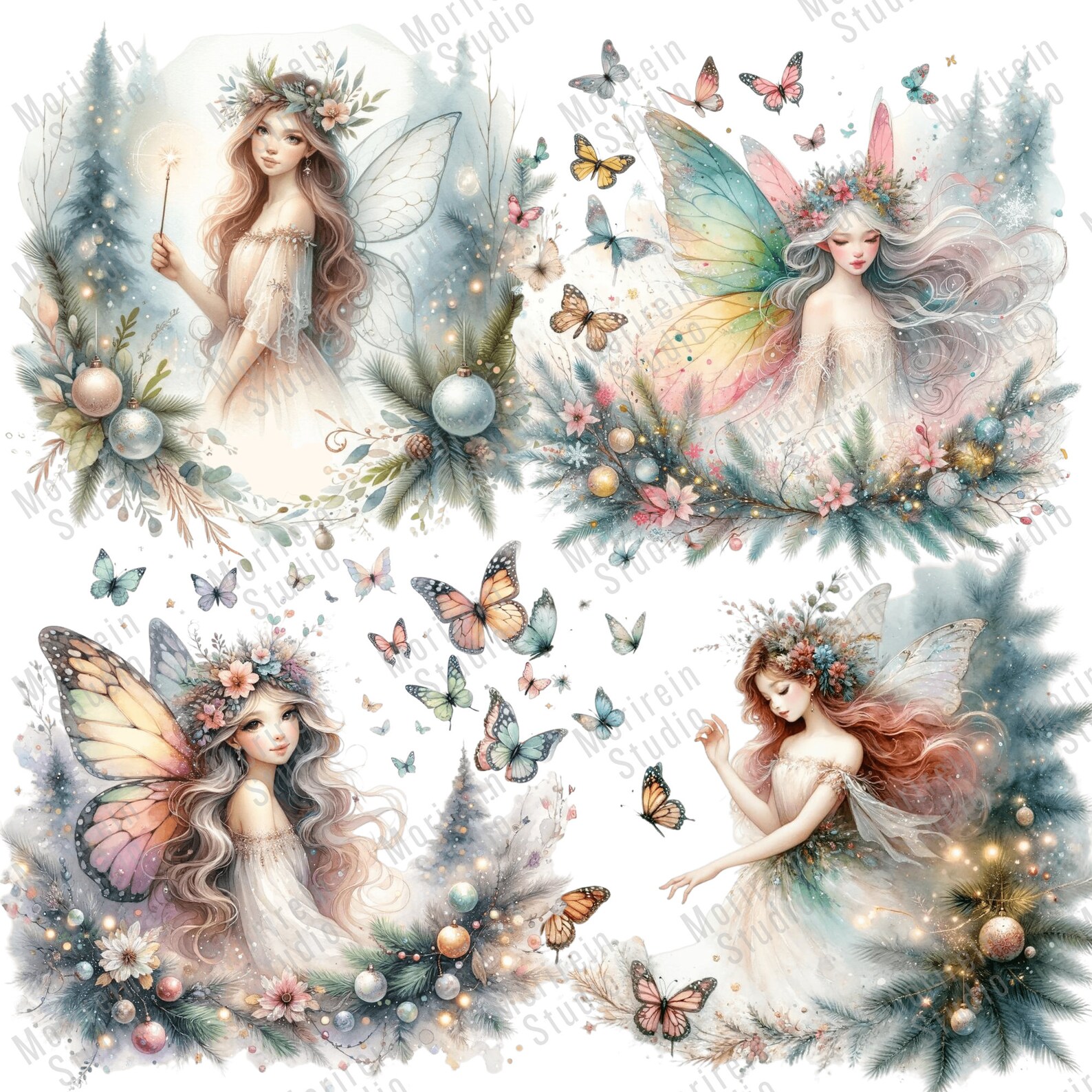 Forest Fairy Clipart 30 PNG Watercolor Fairy Art Fantasy Woodland Nymph ...