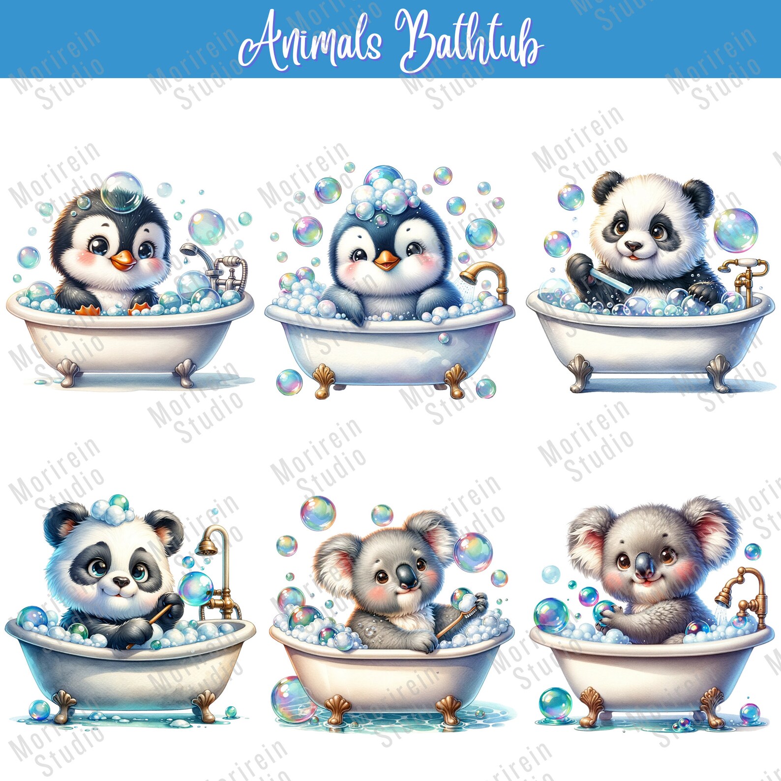 Animals In Bathtub Art