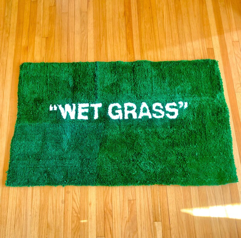 Custom Tufted Rug, Green wet Grass,stay Off, Hypebeast, Minimalist