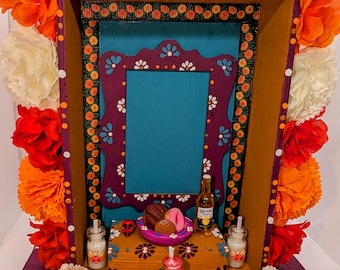 Dia de Muertos,Day of the Day,Wooden Altar,Shadow Box,Nicho,Ofrenda,Recuerdame