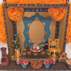 Day of the Dead Altar, Wooden Shadow Box Nicho, Ofrenda