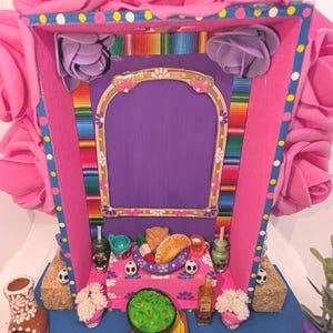 Day of the Dead Altar, Wooden Shadow Box Nicho, Ofrenda/Mini Altar