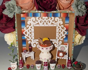 Dia de Muertos Shadow Box: Wooden Altar Nicho