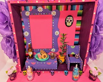 Dia de Muertos,Day of the Day,Wooden Altar,Shadow Box,Nicho,Ofrenda,Recuerdame