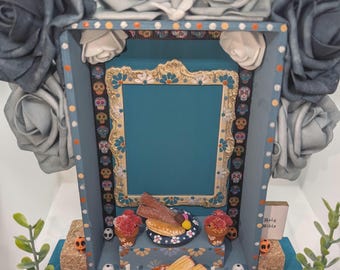 Day of the Dead Altar, Wooden Shadow Box Nicho, Ofrenda