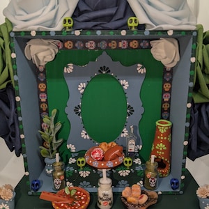 Day of the Dead Altar, Wooden Shadow Box Nicho, Ofrenda