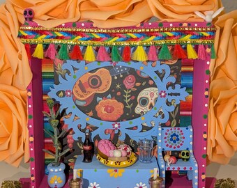 Dia de Muertos,Day of the Day,Wooden Altar,Shadow Box,Nicho,Ofrenda,Recuerdame