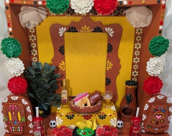Day of the Dead Altar, Wooden Shadow Box Nicho, Ofrenda