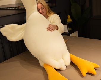 Peluche gigante con forma de cuerpo de ganso: suave juguete para abrazar con forma de pato, ideal para la cama o el sofá. Regalo perfecto.