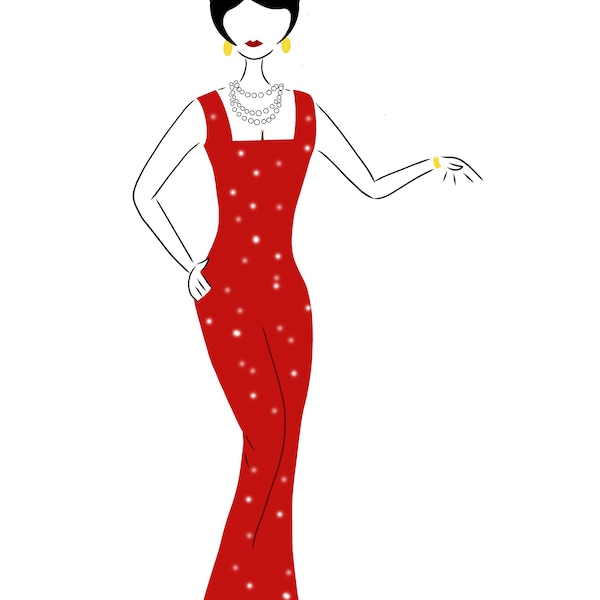 Lady in Red Evening Gown