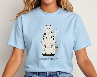 Backpack T-Shirt,Cat Shirt, Cat Lover Gift,Funny Travel Tee