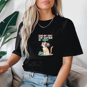 Cat Gamer T Shirt, Unisex Tee for Gamers, Funny Cat Playing Video Games Shirt, Gift for Cat Lovers, Cool Graphic Tee, Gamer Gift Idea, Cat