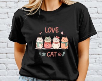 Love Cat Shirt ,Cat T-Shirt , Valentine Gift for Her