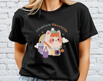 Adventure Meowtside  Shirt, Travel Cat T-Shirt, Funny Cat Lover Gift, Backpacking  Tee