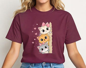 Cat T Shirt, Kawaii Cat Shirt, Cat Lover T shirt, Funny Cat Tee