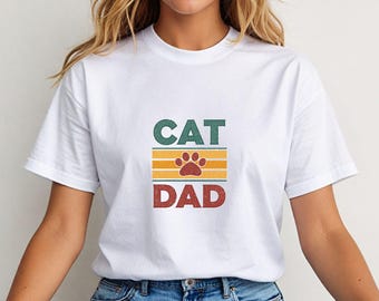 Vintage T-shirt Cat Dad: grappig cadeau voor dierenliefhebber