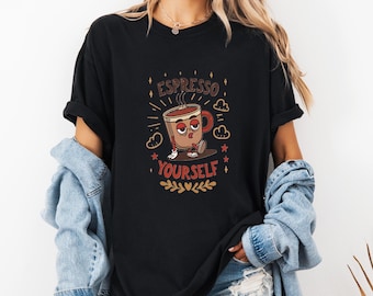 T-shirt Espresso Yourself: grappig T-shirt met koffiekopje