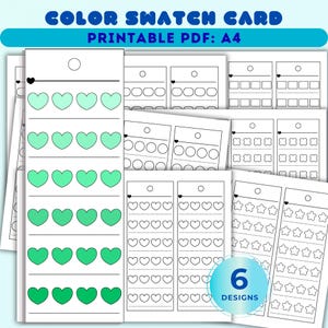 Kawaii Marker Swatch Cards Druckbare PDF, Farbkarte für Ohuhu Marker, Künstler Color Tracker, A4 druckbare Swatch Sheets