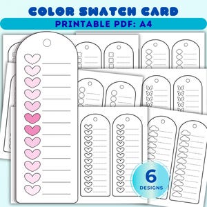 Kawaii Color Swatch Cards Printable, Cute Marker Testing Chart PDF, Pastel Artist Supply Organizer, A4 Swatch Tags Bundle