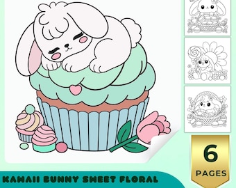Cute Bunny Coloring Book Pages, Sweet Cozy Coloring Pages, Bold Easy Coloring for Kids Adults, Printable PDF PNG