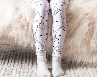 Anime Cat Leggings for Women | Pastel Kawaii Kitten Print Yoga Pants