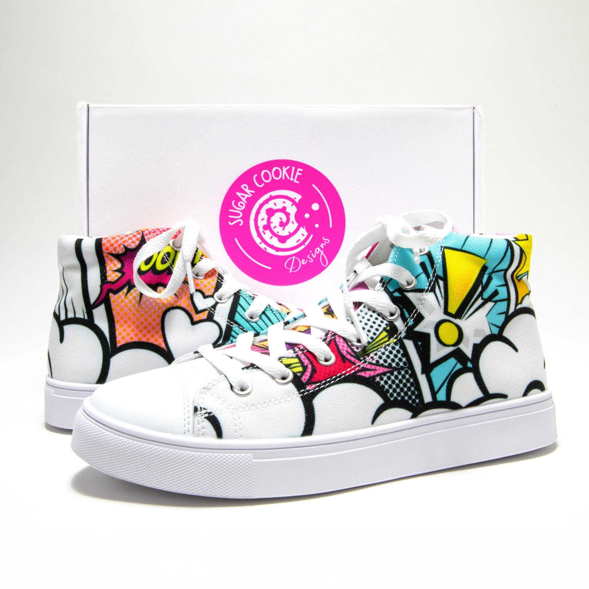 Men's Pop Art High Top Sneakers – Retro Comic Style Statement