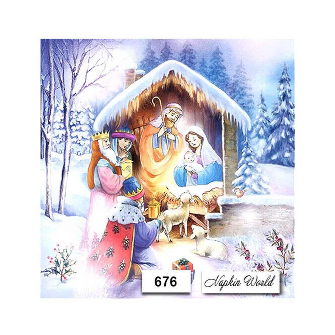 Christmas Nativity Paper Napkins Christmas Paper Napkins Etsy