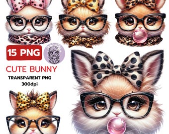 Funny Easter Bunny PNG: Vintage Sunglasses Clipart (Digital Download)