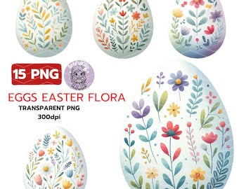 Clipart floral aquarelle d'oeufs de Pâques : verdure bohème (téléchargement numérique)