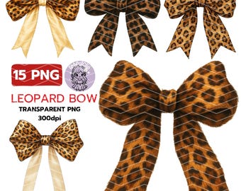 Leopard Bow Clipart: Coquette Cheetah PNG (Digital Download)