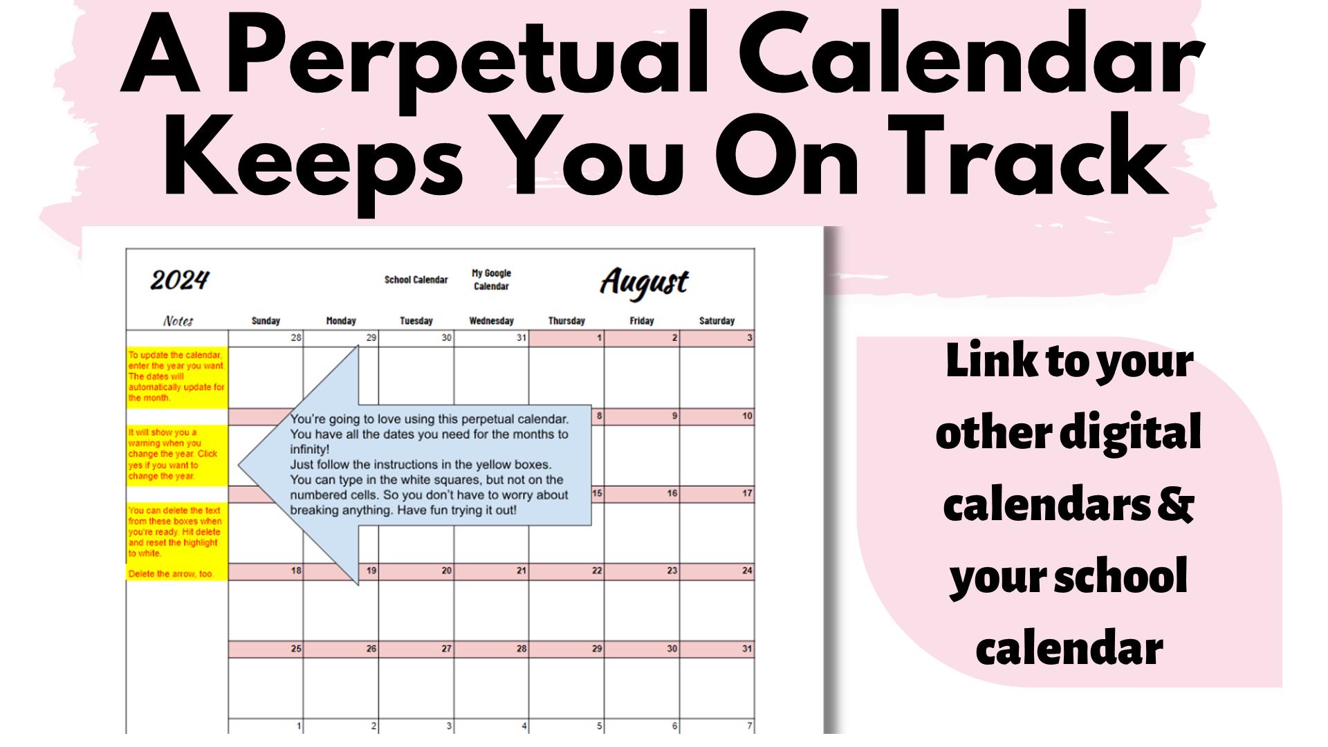 Teacher Planner Editable Lesson Plan Book in Sheets Perpetual Calendar ...