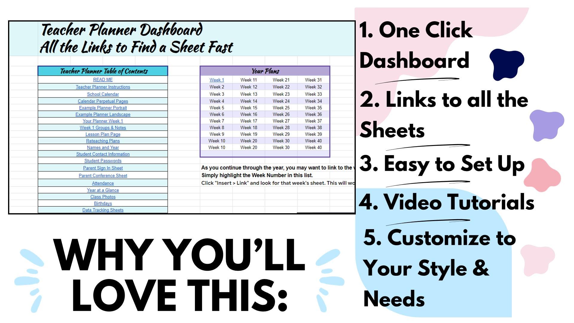 Teacher Planner Editable Lesson Plan Book in Sheets Perpetual Calendar ...